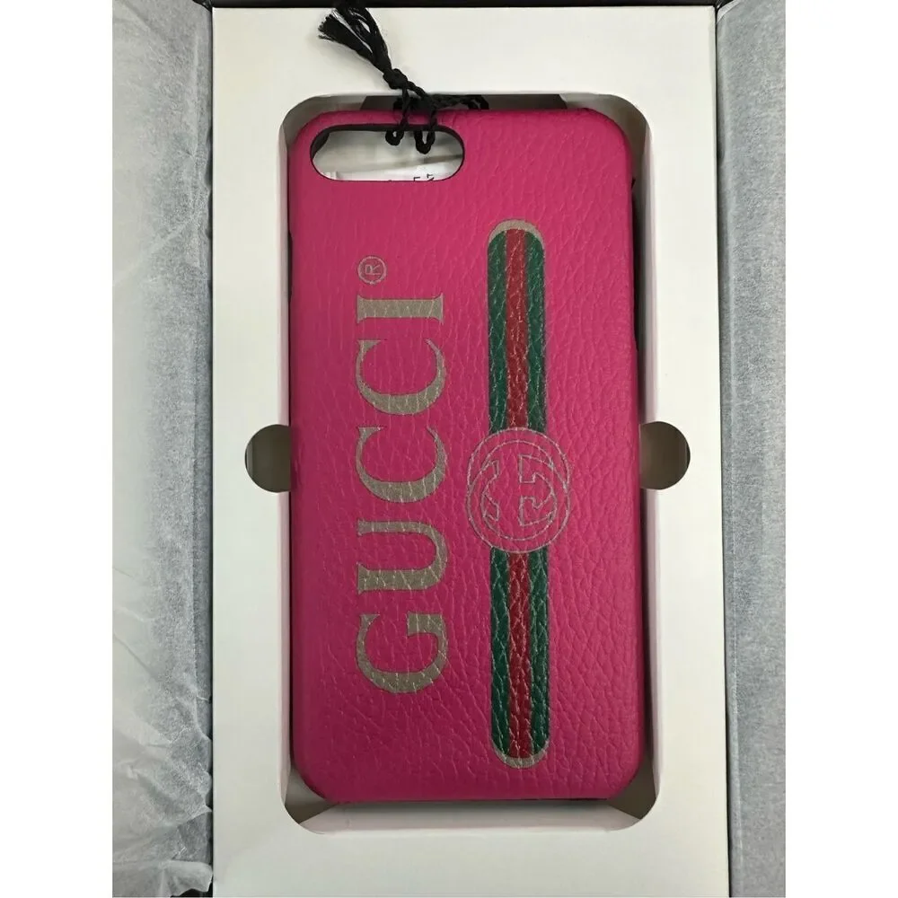 Authentic Gucci Leather Logo Phone Case w/ Tags IPhone 8 Plus Phone Case